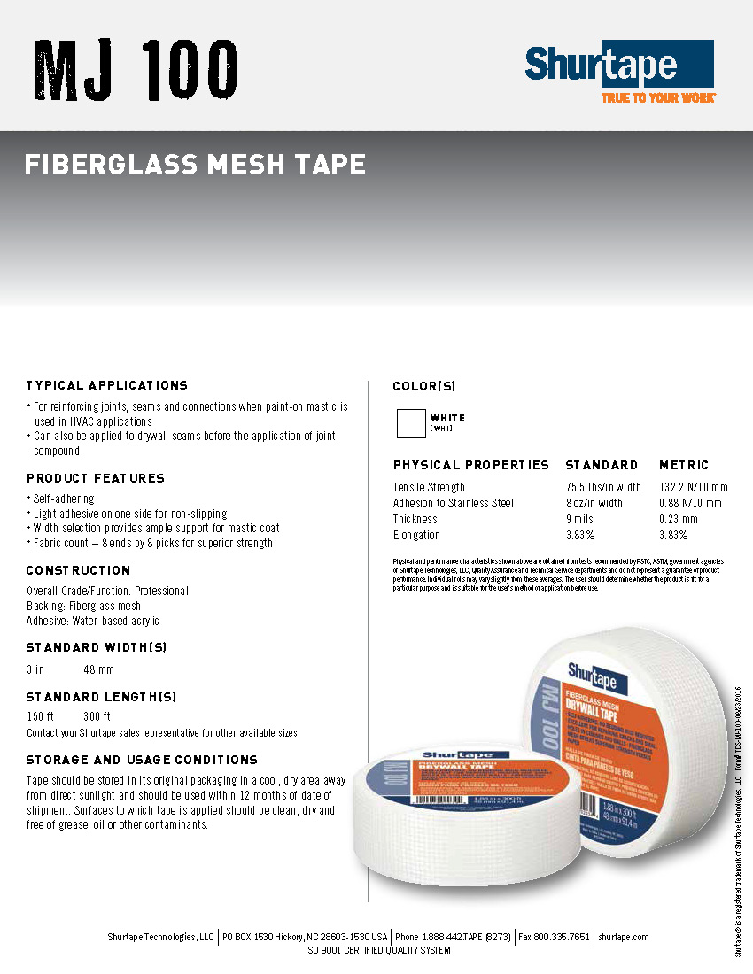 Fiberglass Mesh Tape For Duct Board Reinforcement 3in x 150ft Roll
